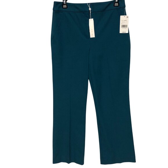 Trina Turk $298 Womens Teal Straight-Leg Pants High-Rise With Pockets 4 NWT - Picture 4 of 14